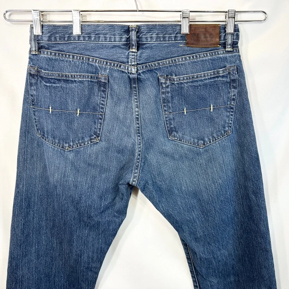 Polo Ralph Lauren Mens 34x32 Jeans Straight Leg Medium Wash Blue Denim Logo 1764